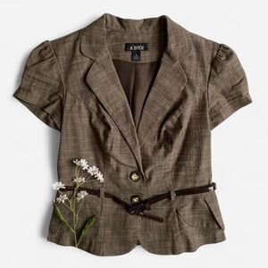 SOLDY2K brown belted blazer topSOLD